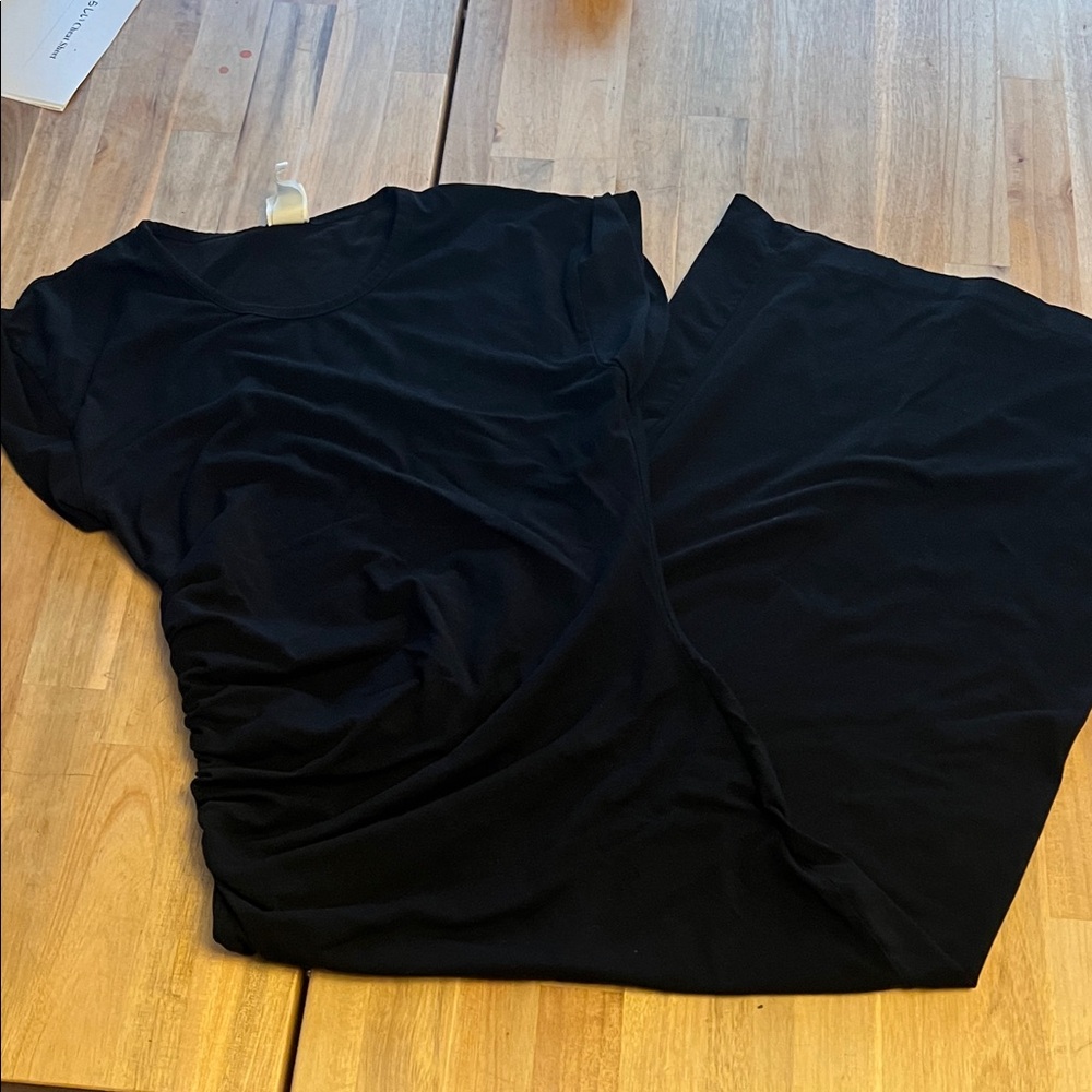 “Vintage” H&M Black Ruched Maxi Dress - S